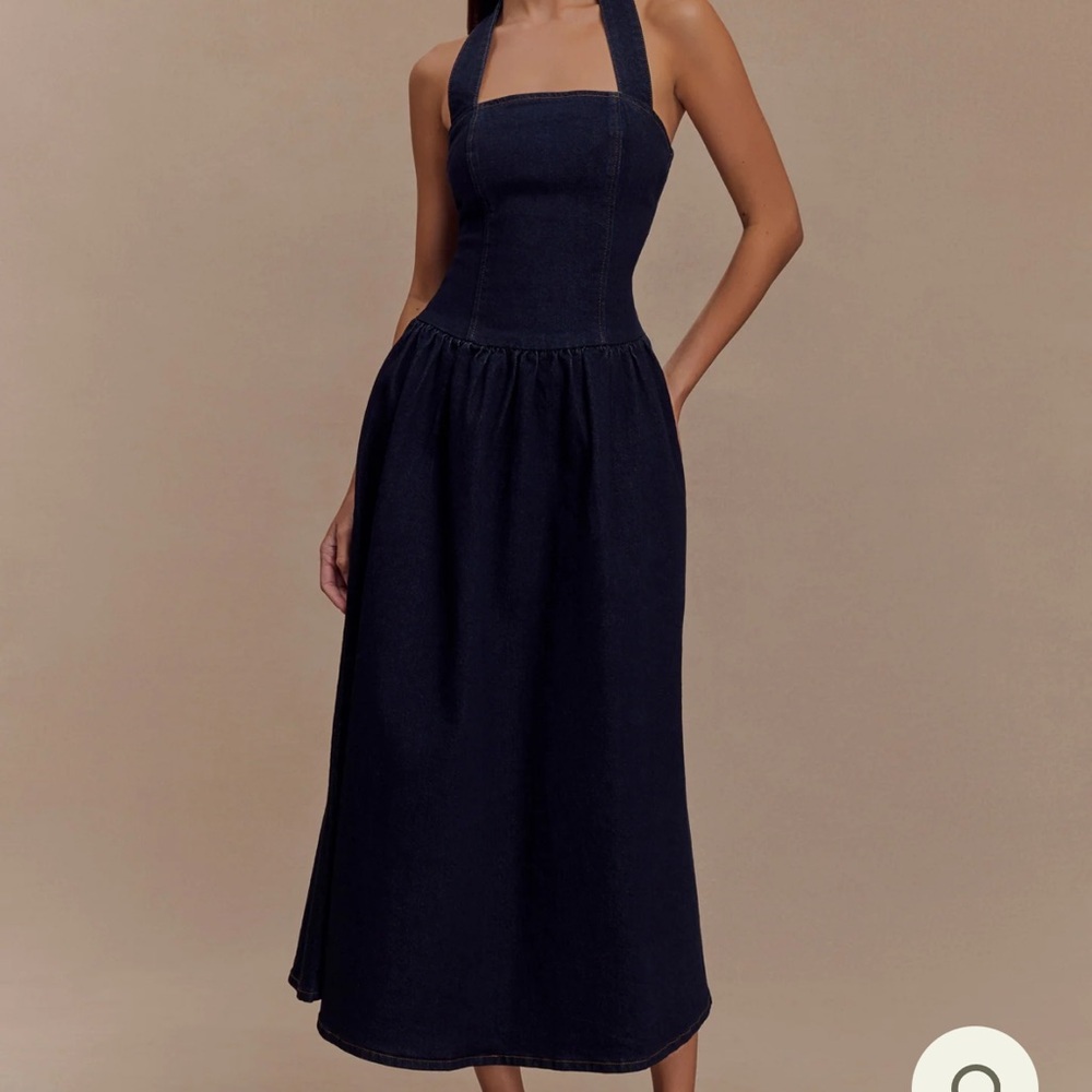 Meshki Caroline Denim Halter Dress